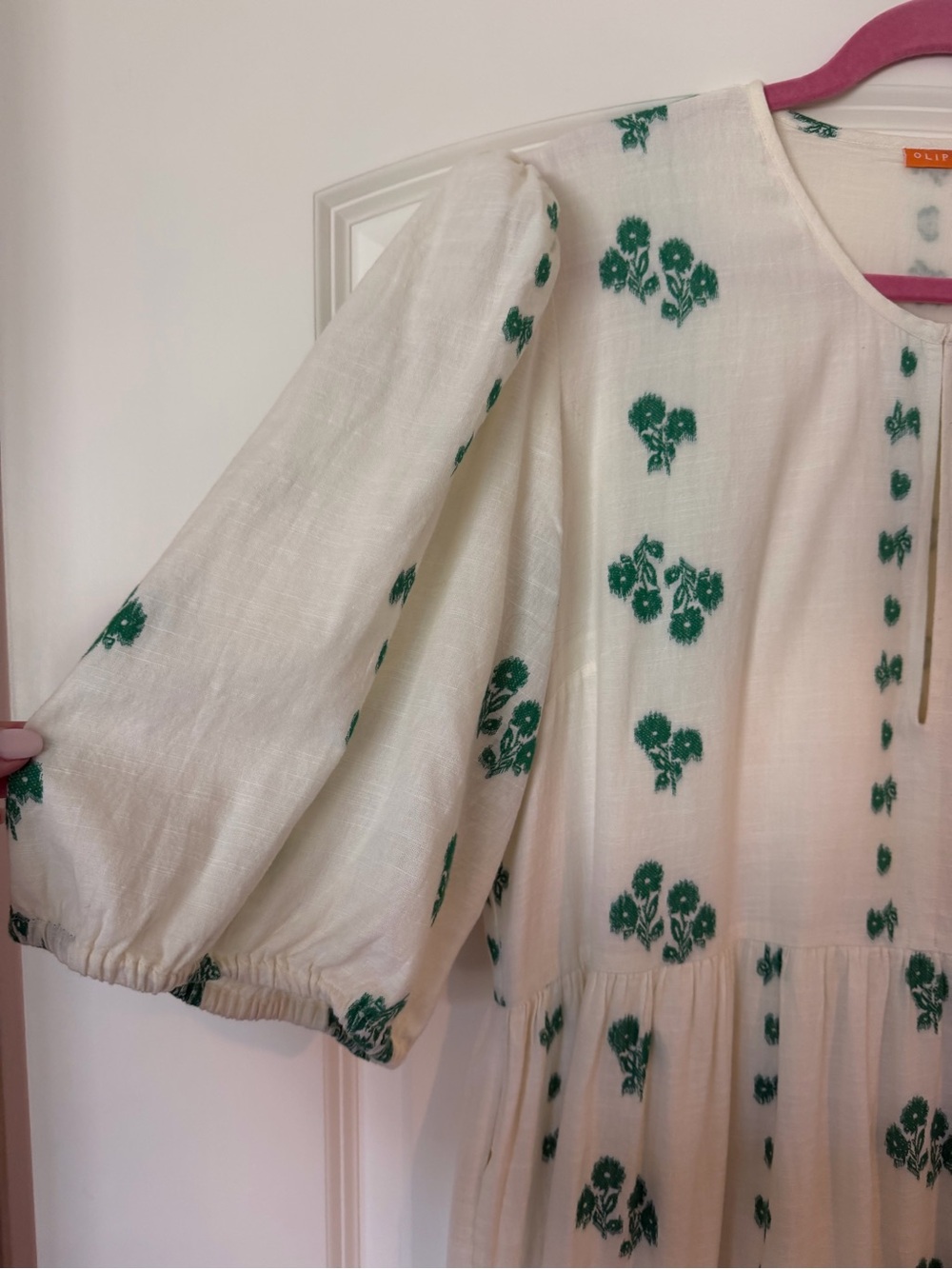 Oliphant Cream Maxi Dress with Green Floral Print - Picture 5 of 7